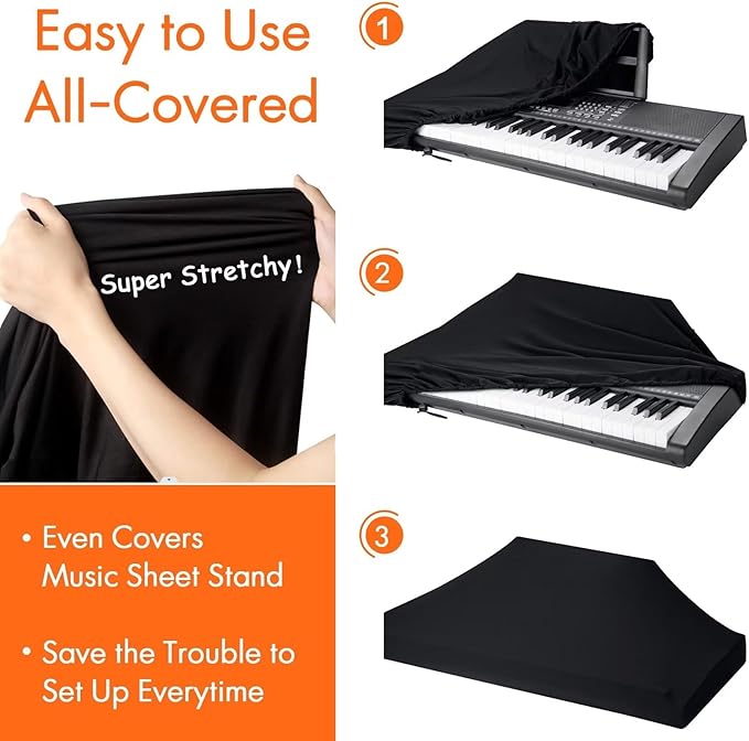 88 Keys Piano Keyboard Dust Cover, Music Dirt Proof Stretchy Electronic - Image 5