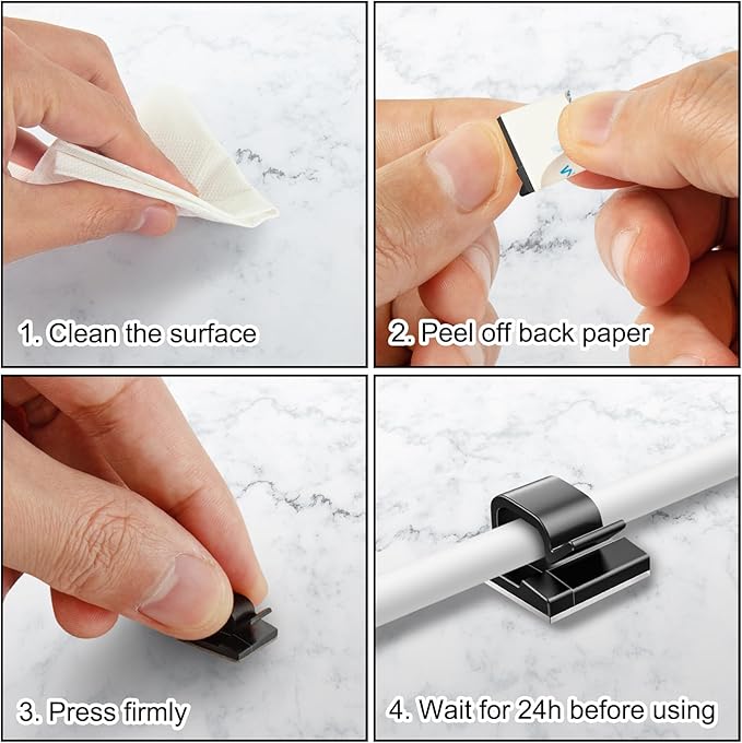 200 Pcs Cable Clips, Adhesive Cable Organizer Cord Holder Wire Clip Wire - Image 6
