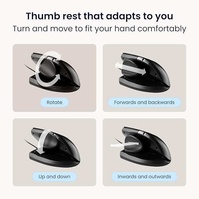 Contour Unimouse Ergonomic Vertical Mouse – Adjustable 35°-70° Angle, - Image 3