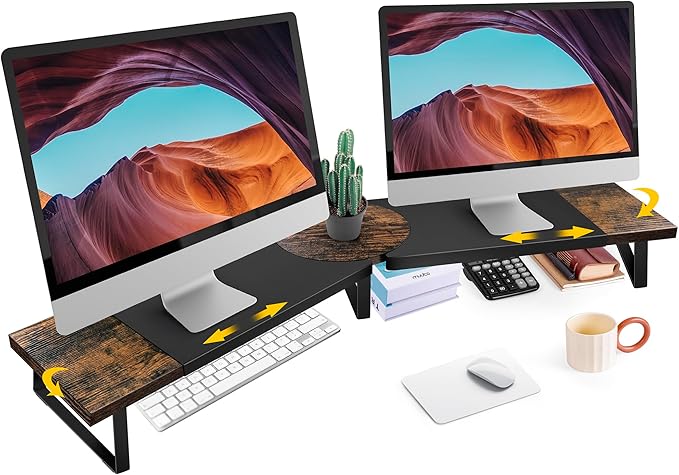 Dual Monitor Riser Stand For Desk, Adjustable Computer Monitor Stand For 2 by Acorss-Star