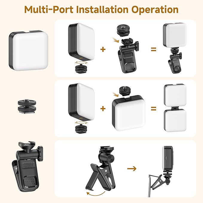80 LED Selfie Light with 3 Modes, Portable Phone Light with Clip & 1/4 in Screw - Image 5