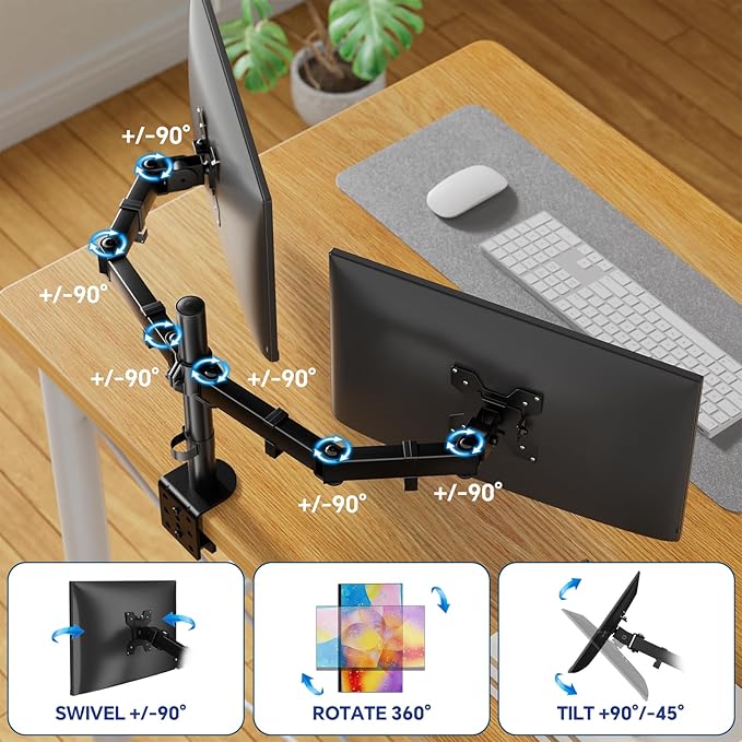 Simple Trending Dual Monitor Stand, Monitor Arm, Heavy Duty Adjustable Monitor - Image 5