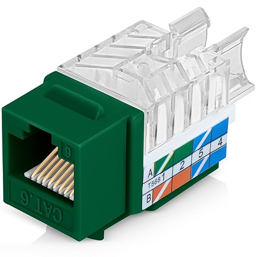 Everest 45° Angled RJ45 Cat6 Keystone Jacks 100-Pack in Green by EverestMediaSolutions