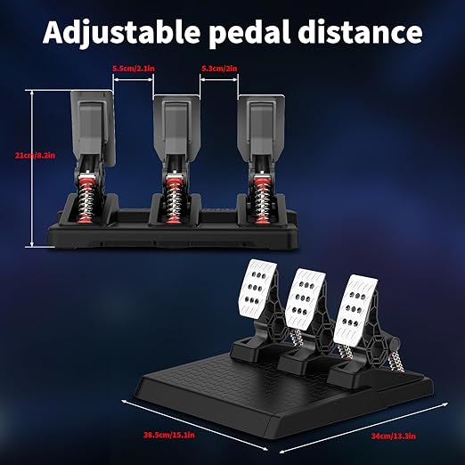 DOYO Racing Pedals, PC Gaming Steering Wheel Metal Pedal Set - Image 7