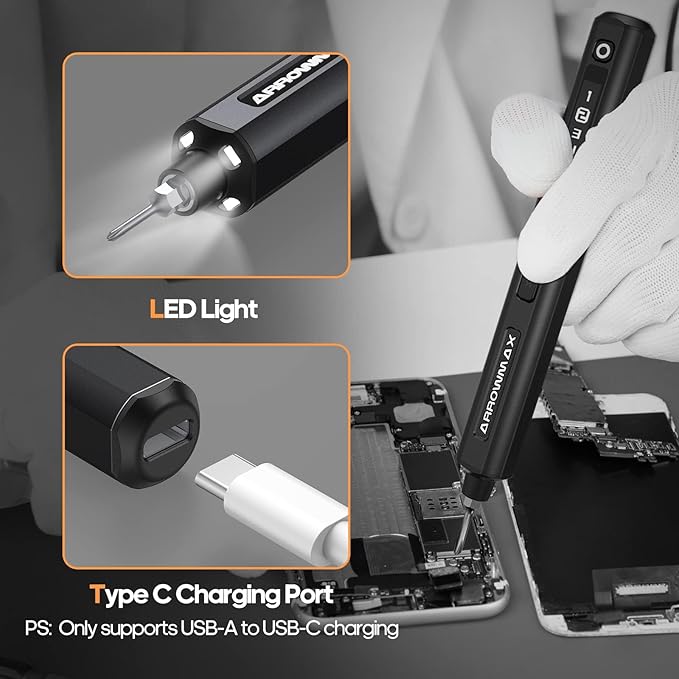 AM ARROWMAX Electric Screwdriver, Precision Screwdriver w/ 34 Magnetic Bits - Image 7