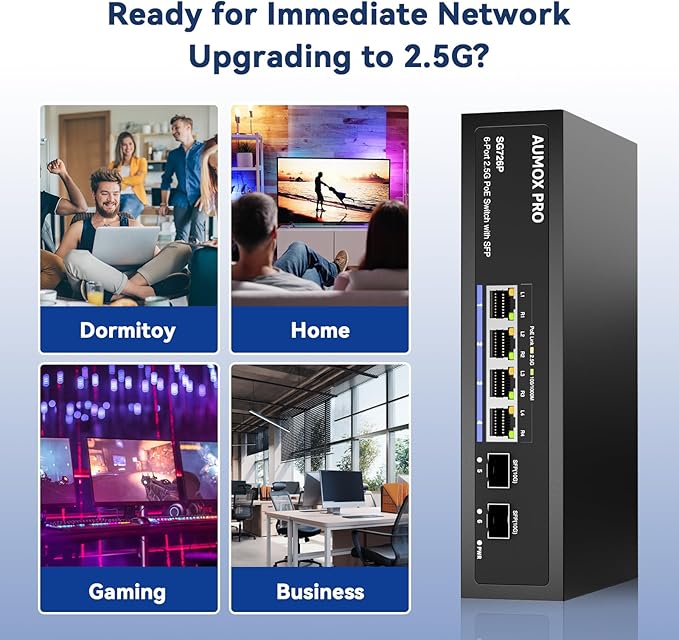 6 Port 2.5G PoE Switch, AUMOX PRO 4 Port 2.5G Network Unmanaged Switch - Image 7