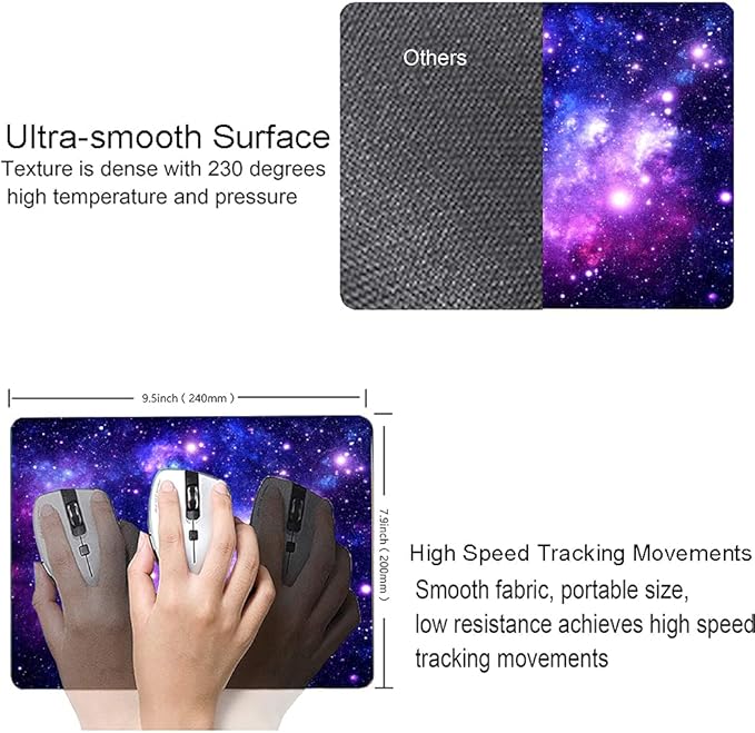 Mouse Pad, Galaxy Mouse Pad Custom Design, Square Waterproof Mouse Pad Non-Slip - Image 3