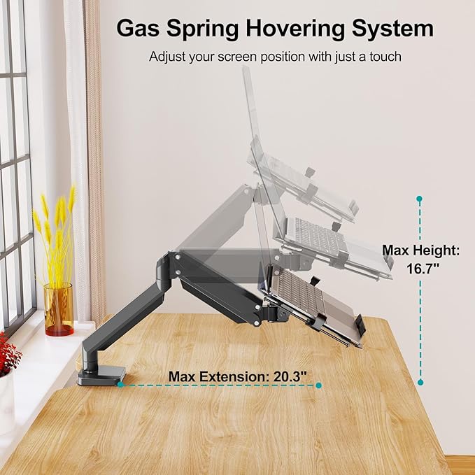 MOUNT PRO Laptop Arm Mount for Desk, 2 in 1 Function Monitor Laptop Stand - Image 7