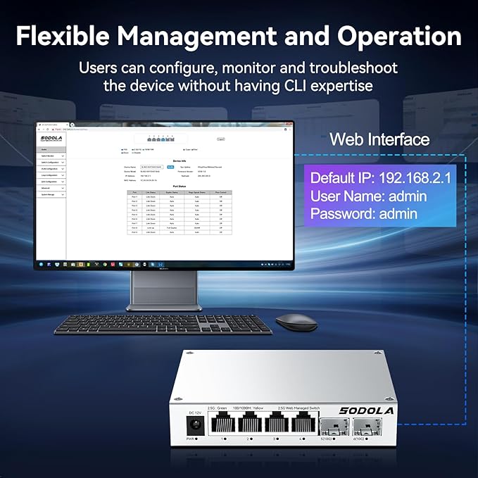 SODOLA 6 Port 2.5Gb Easy Web Managed Switch, 4 x 2.5G Base-T Ports, 2 x 10G SFP+ - Image 8