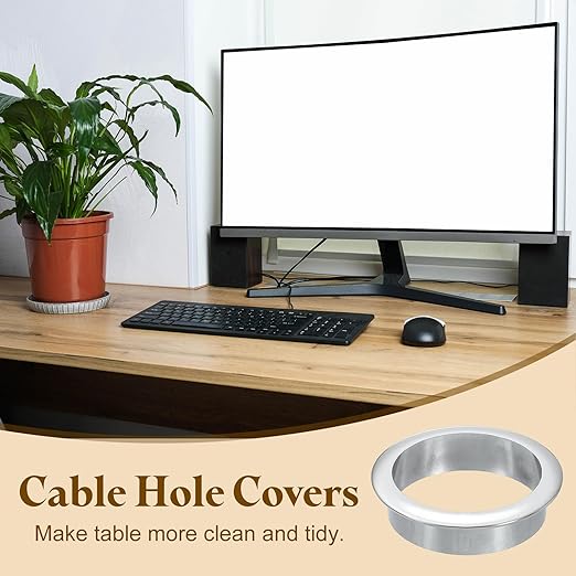 uxcell Desk Grommet, 2-3/8" Zinc Alloy Cable Hole Cover Wire Cord Organizer - Image 6