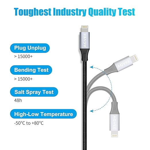 AGVEE 2 Pack 4 inch USB-C Female to Lightning Male Adapter, 30W Fast Charging - Image 4
