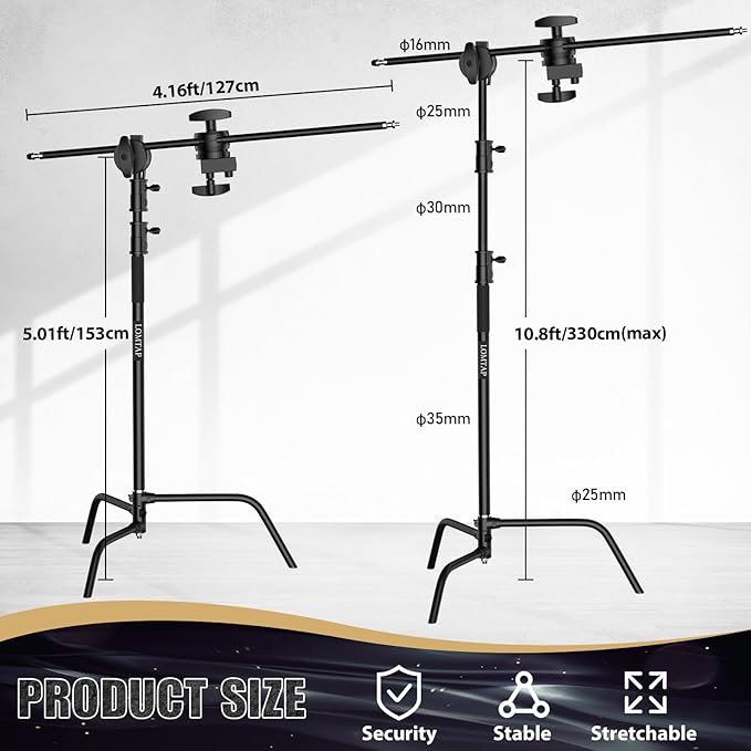 LOMTAP C Stand Light Stand Stainless Metal Photography Kit - Image 3