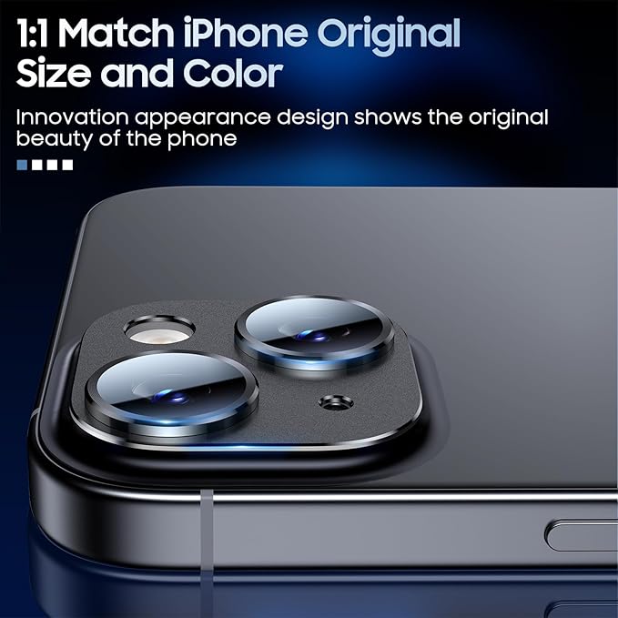 Uyiton for iPhone 15/iPhone 15 Plus Camera Lens Protector, Metal Tempered Glass - Image 6