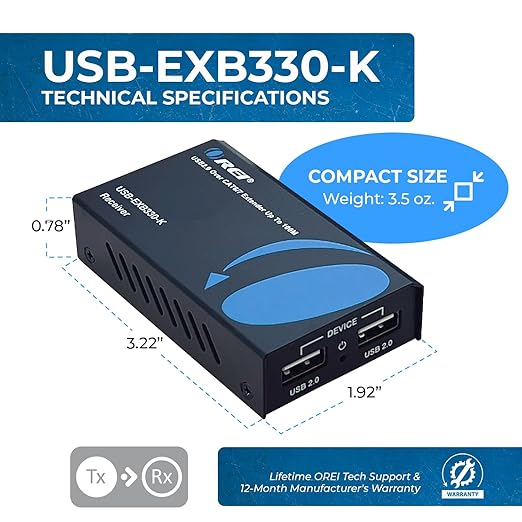 OREI USB 2.0 Over Ethernet Cat5e/6 Extender LAN Upto 330 Feet - Image 6