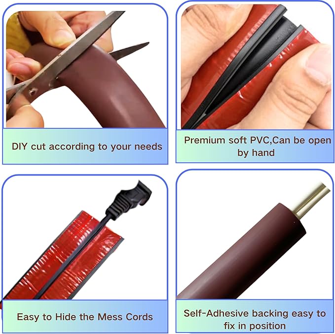 3.3ft Self Adhesive Floor Cord Cover, Cord Hider Floor, Cable Cavity:0.61" x - Image 7