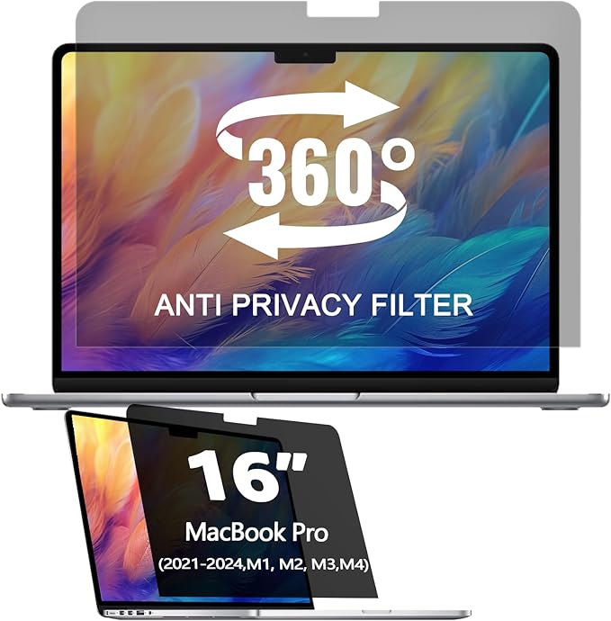 360° Privacy Screen Protector for MacBook Pro 16 Inch, Privacy Screen Filter by Halloive