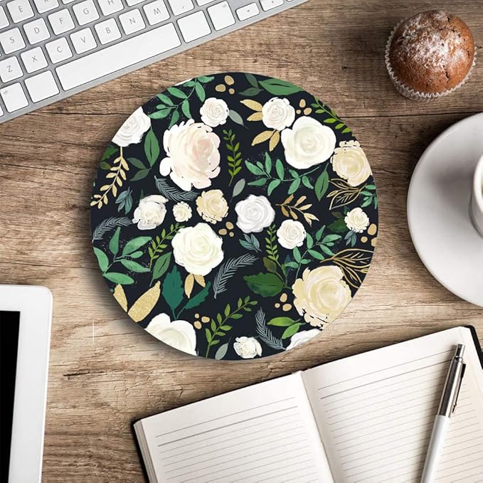 Round Mouse Pad, Floral Mouse Pad, Washable Mousepads - Image 5