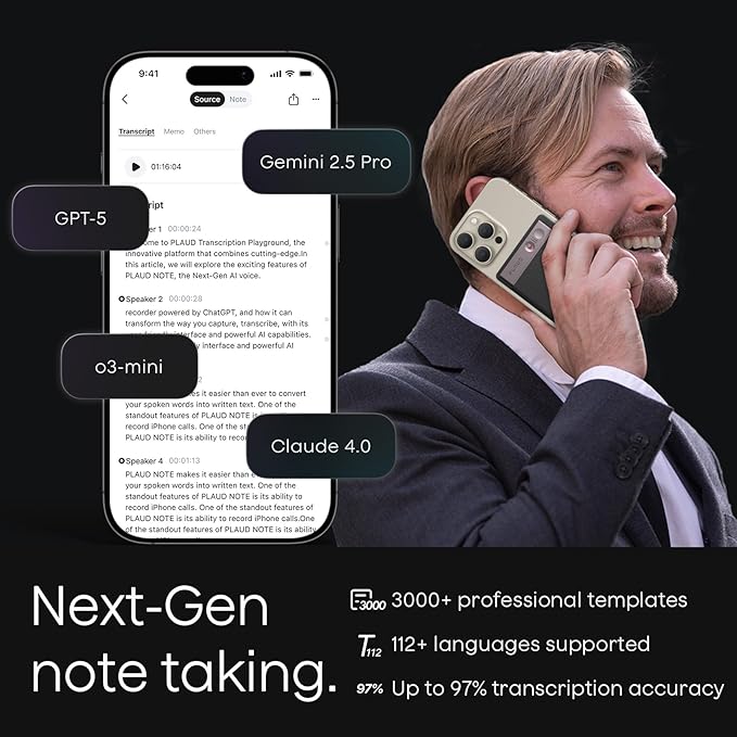 Plaud Note AI Voice Recorder, Voice Recorder w/Case, App Control, Transcribe & - Image 3