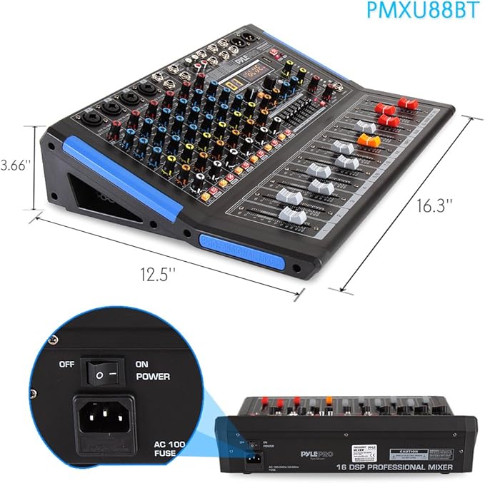 Pyle 8-Channel Bluetooth Studio Audio Mixer- DJ Sound Controller Interface w/ - Image 3