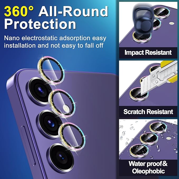 for Samsung Galaxy S24 Plus Camera Lens Protector, Individual Metal Ring - Image 3