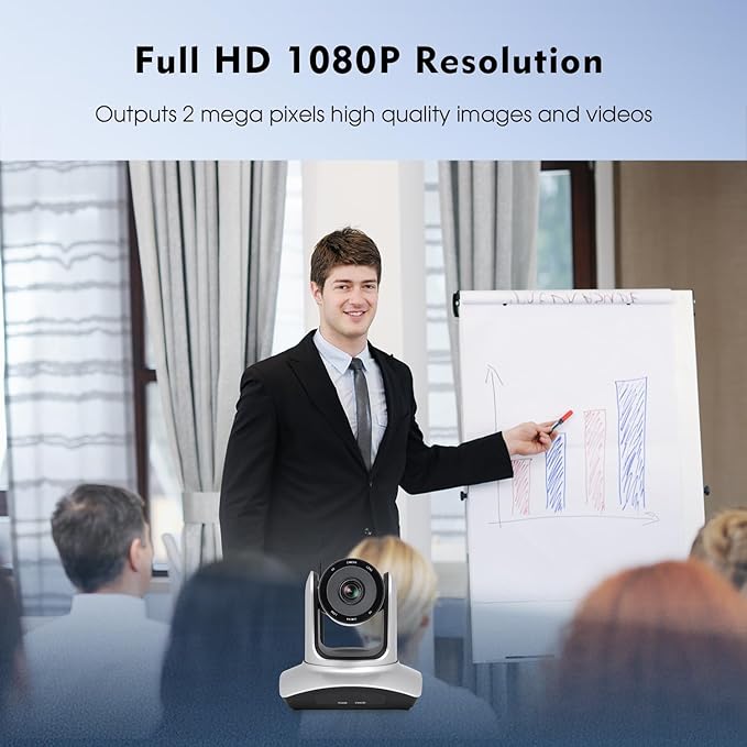TOALLIN Wireless PTZ Conference Room Camera, 10X Optical Zoom, 1080P Full HD - Image 4