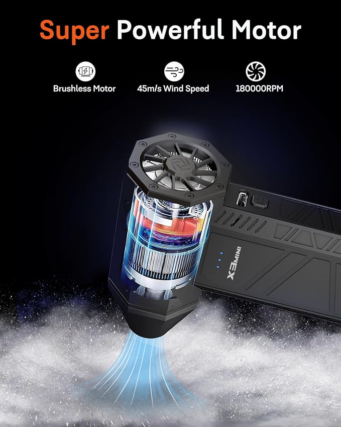 Compressed Air Duster, 180000RPM Electric Air Duster, Rechargeable Cordless Air - Image 2