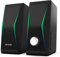 Computer Speakers, 4 Dynamic Lighting Modes, AC Adapter Powered and 3.5mm by Nylavee