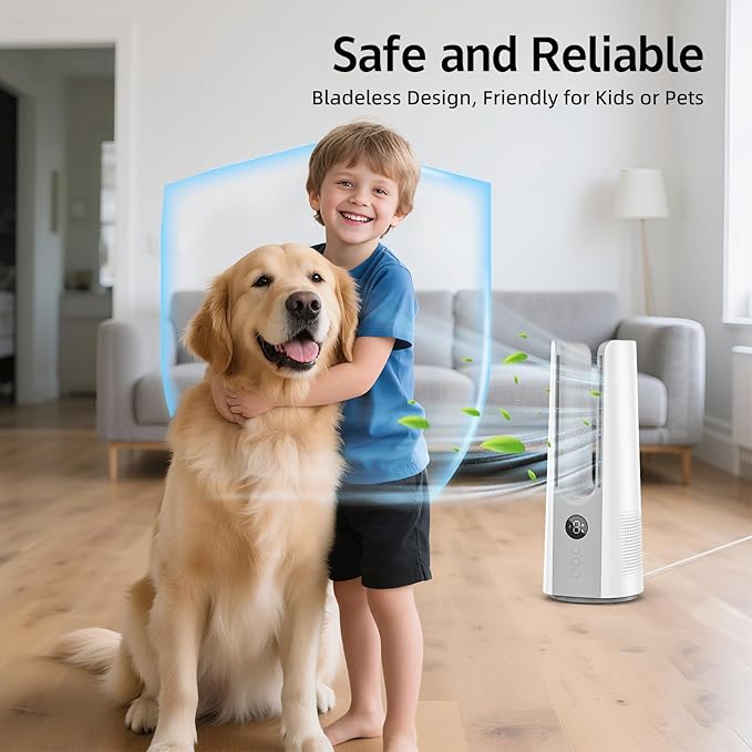 Desk Fan, 13 Inch Portable Bladeless Fan, Small Quiet Table Fan - Image 4