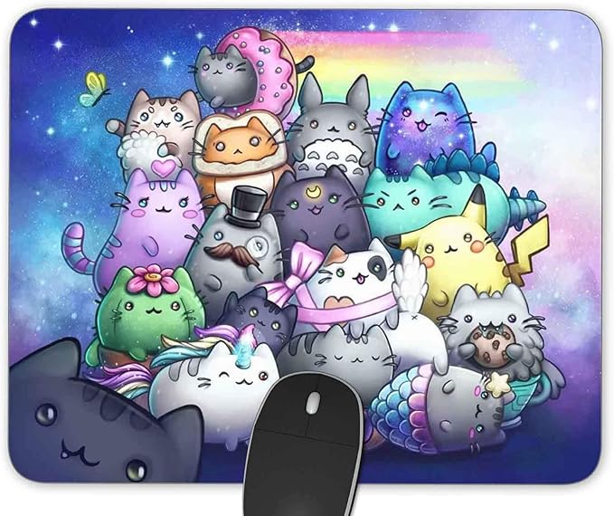 Cute Watercolor Animals Gaming Mouse Pad， Rectangle Mouse Pad Size by Qien+BaiSei