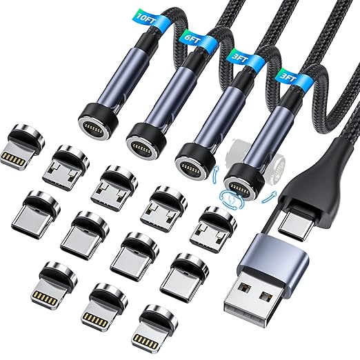 Ankndo 5-in-1 Magnetic Charging Cable, 540° Rotation Magnetic Phone Charger USB by Ankndo