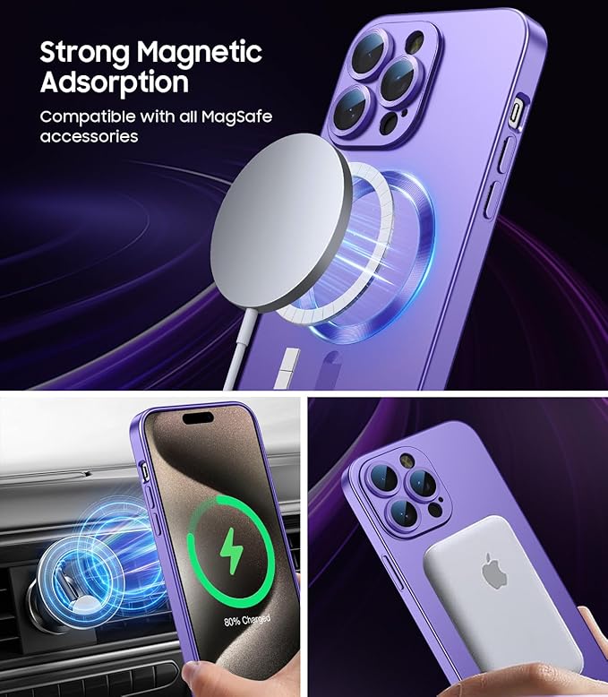 Magnetic for iPhone 15 Pro Case Slim Soft Silicone Bumper Shockproof Metallic - Image 2