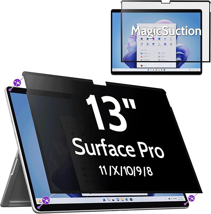 Privacy Screen for 13 Inch Surface Pro 11/10/9/8/X, MagicSuction™ Removable by peslv