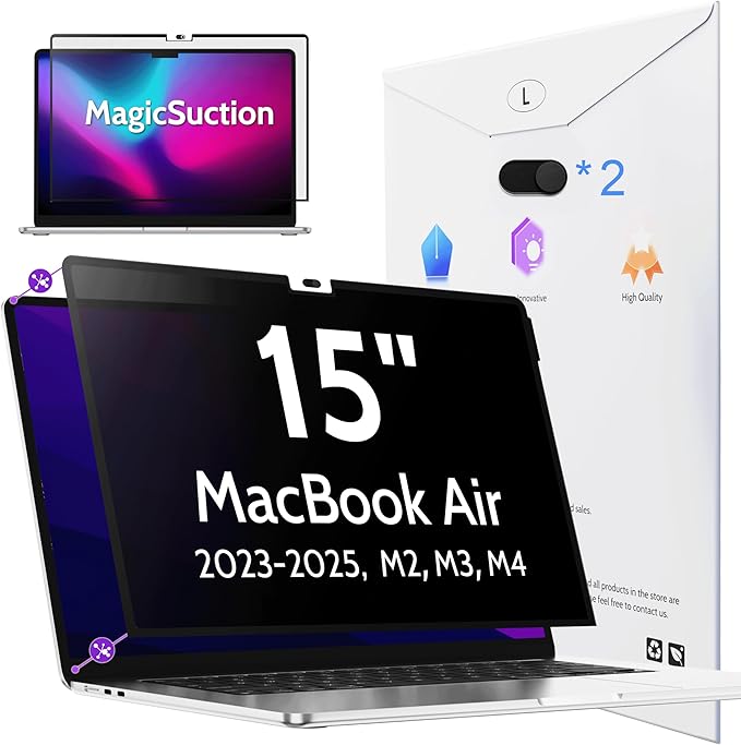 Privacy Screen for MacBook Air 15 Inch- A2941 A3114 A3241, MagicSuction™ by peslv