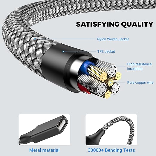 USB Splitter, 3.3FT USB A Male to 3 Female Extension Cable, USB Splitter 1 in 3 - Image 6