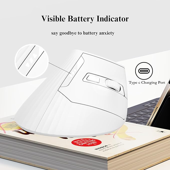 Vertical Wireless Mouse, Rechargeable Mouse - Image 4