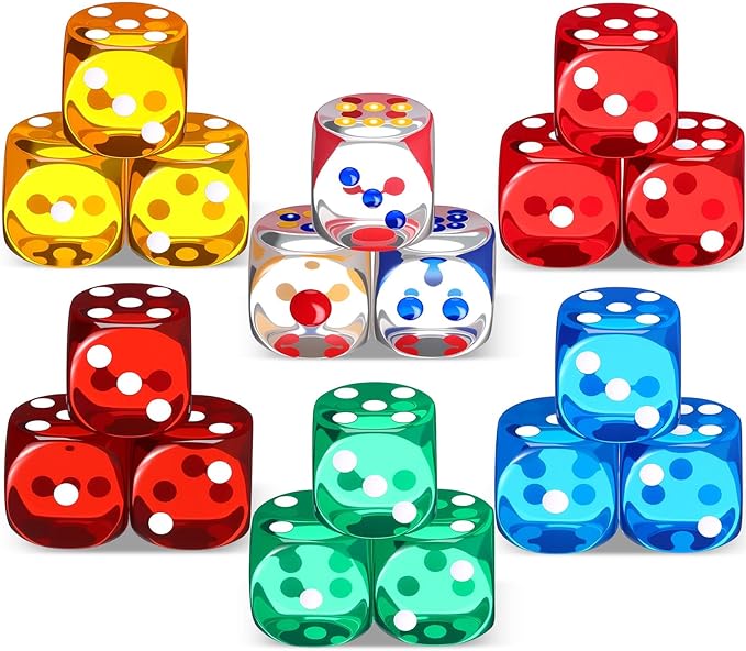 18 Pcs Casino Theme Party Dice Large Opaque Jumbo Acrylic D6 Dice by Seenelling