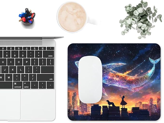 Mouse Pad, Cute Aesthetics Art Whale Mouse Pads - Image 6