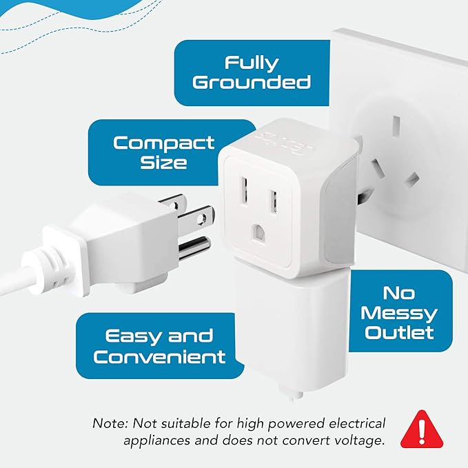 Ceptics Australia Power Plug Adapter, 2 in 1 Type I Plug Adapter, US to - Image 6