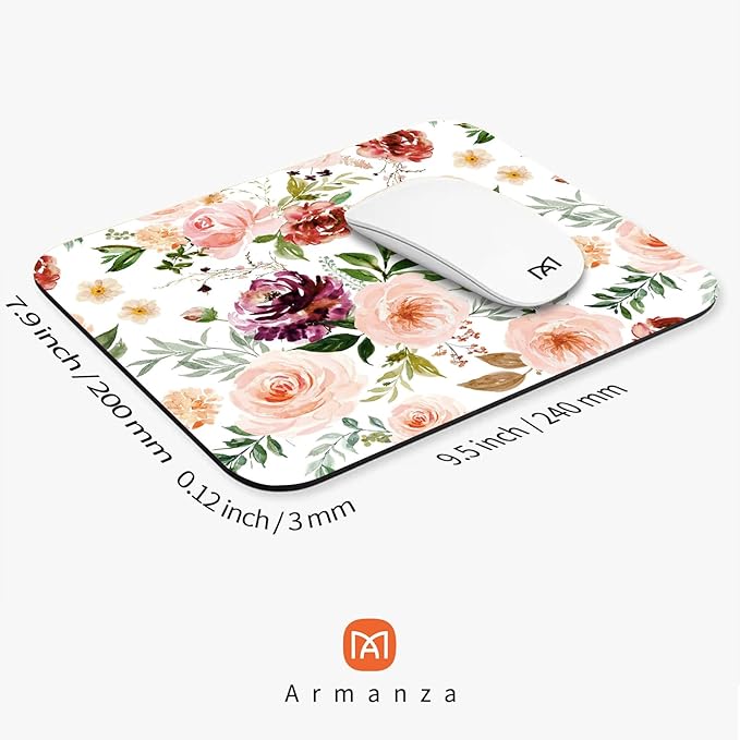 Square Mouse Pad Pretty Floral, Personalized Premium-Textured Custom Mouse Mat - Image 2