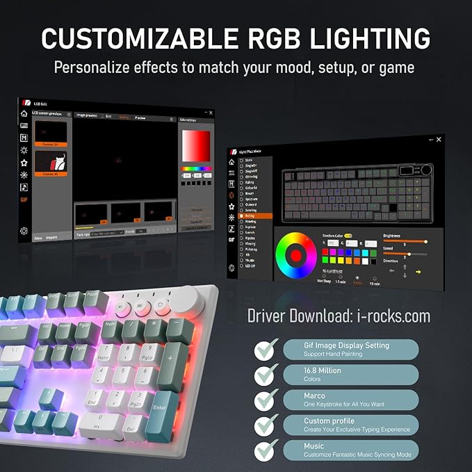 iRocks K74R Wireless RGB Illuminated Mechanical Gaming Keyboard, Hot-Swappable - Image 3