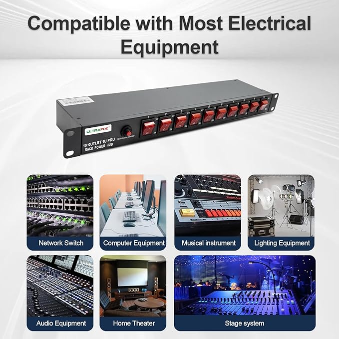 10-Outlet 1U Horizontal PDU Rack Mount Power Strip - Image 8
