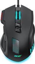 acer Wired Gaming Mouse, 800 DPI RGB Ergonomic Computer Mouse by Acer