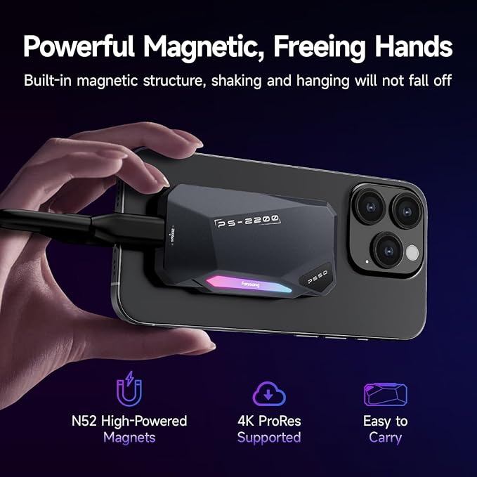 1TB Magnetic Portable SSD, 2050MB/s Type-C USB 3.2 Gen 2x2 External SSD - Image 2