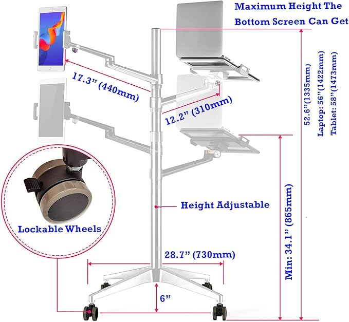 Triple arm Height Adjustable Stand Mount - Image 2
