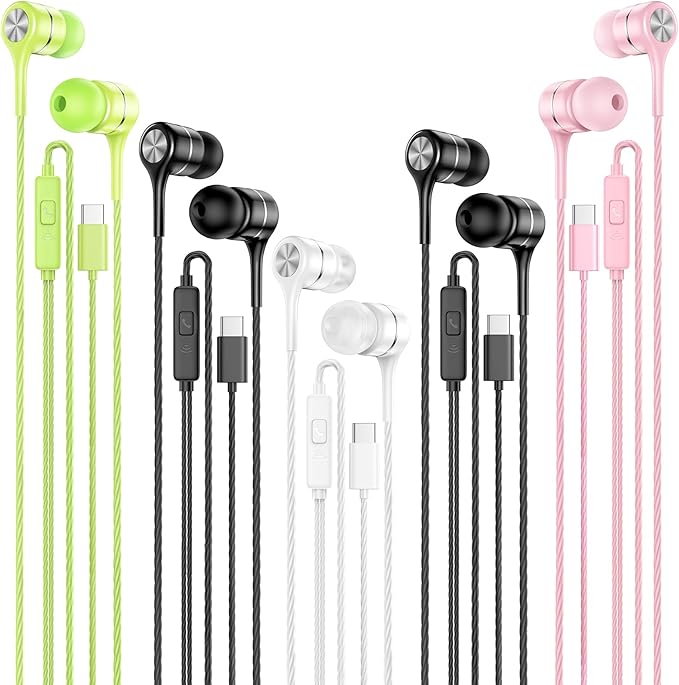 USB C Earbuds with Microphone 5 Pack, in-Ear Wired Headphones with Noise by LWZCAM