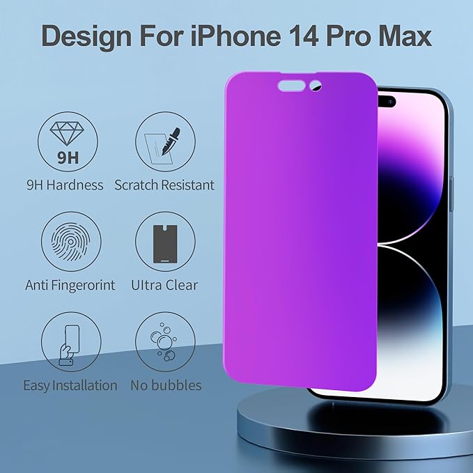 Compatible for iPhone 14 Pro Max Privacy Screen Protector Tempered Glass 6.7 - Image 3