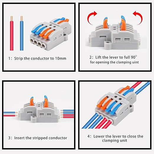 10PCS Lever Wire Connectors, Quick Wiring Cable Connectors, Compact Push-in - Image 4