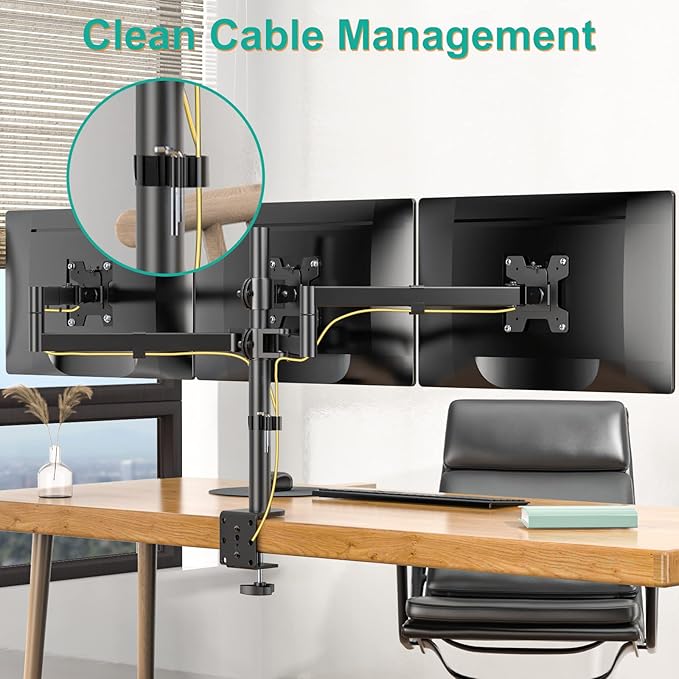 WALI Triple Monitor Mount, 3 Monitor Desk Mount - Image 7