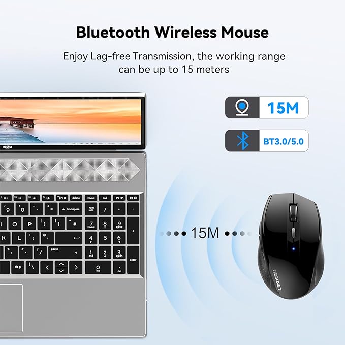 TECKNET Bluetooth Mouse, 4800 DPI Wireless Mouse, 2-Year Battery 6 Adjustable - Image 3