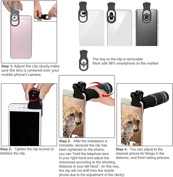Phone Camera Lens Kit 10 in 1 for iPhone Samsung Pixel Android, 22X Telephoto - Image 6